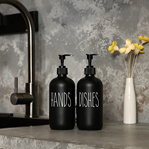 MOMEEMO Soap Dispenser Set 2 Pack, Contains Dish and Hand Soap Dispenser, Perfect for Black Kitchen Decor. (Black) - Image 3