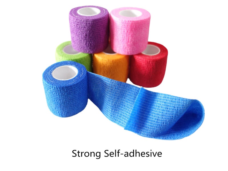 Transun Moo 6 Pack 2" x 5 Yards Self Adhesive Bandage Wrap Breathable Cohesive Vet Wrap for Pets, Elastic Self-Adherent Tape for Sports, Wrist, Ankle (Mixed Colors) - Image 3