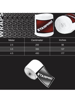 Starpro Boxing Hand Wraps - Carbon Woven Cotton Bandages - 2.55M 3.5M 4.5M - Boxing Wraps For Men Women Kids For Training Sparring Fitness & Martial Arts  - Image 2