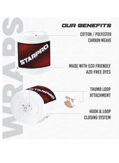 Starpro Boxing Hand Wraps - Carbon Woven Cotton Bandages - 2.55M 3.5M 4.5M - Boxing Wraps For Men Women Kids For Training Sparring Fitness & Martial Arts  - Image 3