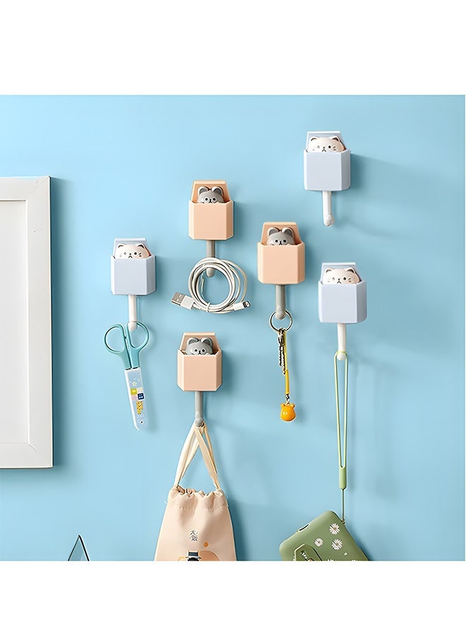 خطافان لاصقان على شكل حيوان كرتوني - فأر برتقالي وخطاف حائط قطة رمادي-أزرق، بسعة حمولة تصل إلى 2.5 كجم، ومقاومان للماء، ويمكن استخدامهما لتعليق المفاتيح والمناشف وربطات الشعر وما إلى ذلك. - Image 4