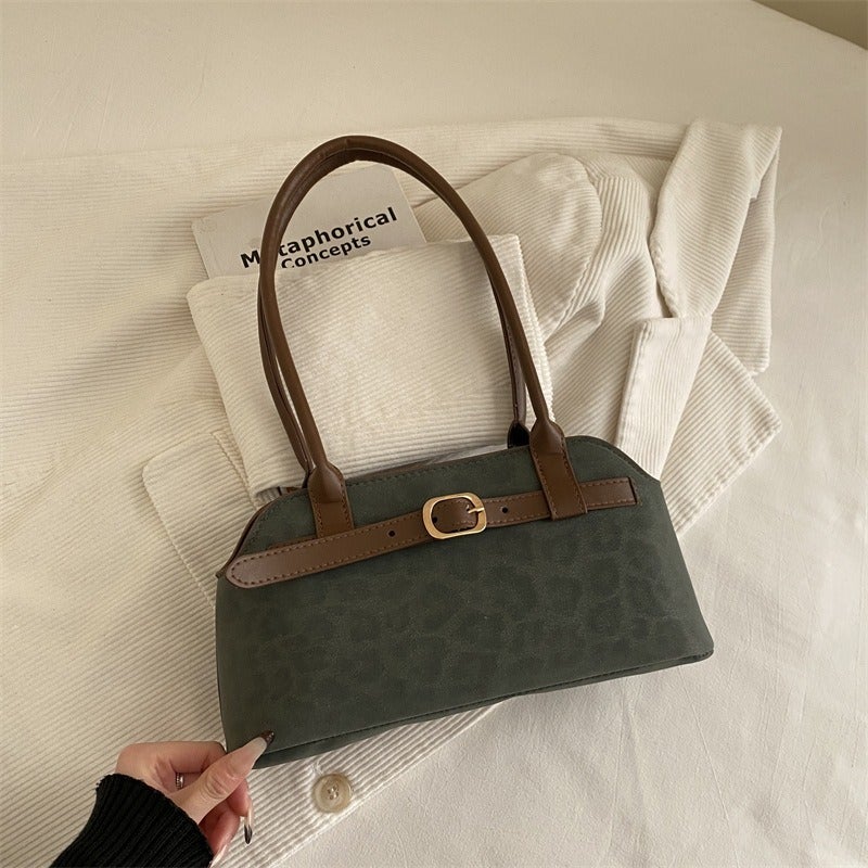 Korean Vintage Suede Shoulder Bag for Women - Crossbody Handbag for Work & Daily Use, Medium Size