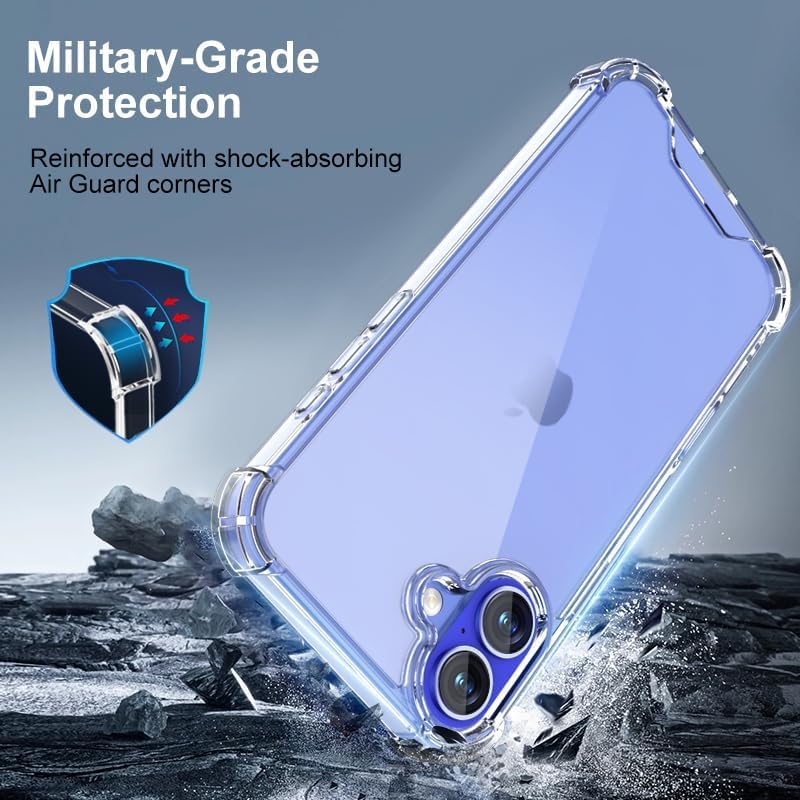 Mobistyle Polycarbonate Clear Case for iPhone 16, Yellowing-Resistant Shockproof Camera Protection Phone Cover, Anti-Scratch Clear Back Cover Case for iPhone 16 (Transparent) - Image 3