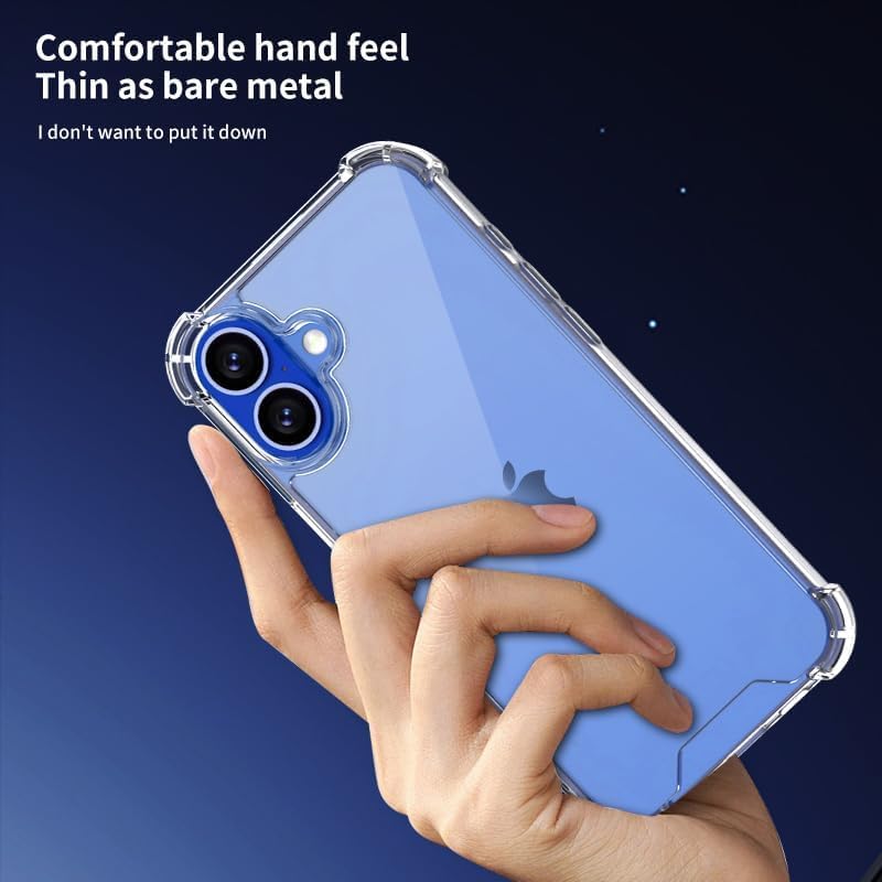 Mobistyle Polycarbonate Clear Case for iPhone 16, Yellowing-Resistant Shockproof Camera Protection Phone Cover, Anti-Scratch Clear Back Cover Case for iPhone 16 (Transparent) - Image 2