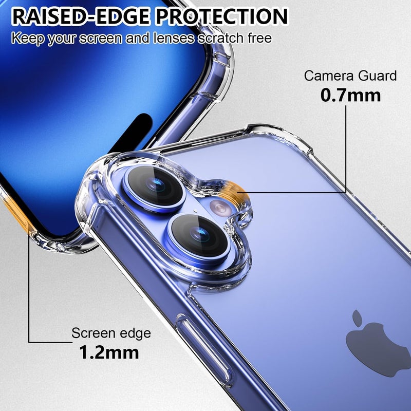 Mobistyle Polycarbonate Clear Case for iPhone 16, Yellowing-Resistant Shockproof Camera Protection Phone Cover, Anti-Scratch Clear Back Cover Case for iPhone 16 (Transparent) - Image 5