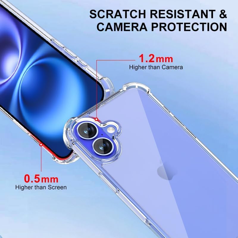 Mobistyle Polycarbonate Clear Case for iPhone 16, Yellowing-Resistant Shockproof Camera Protection Phone Cover, Anti-Scratch Clear Back Cover Case for iPhone 16 (Transparent) - Image 1