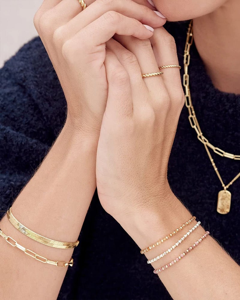 gorjana - Venice Bracelet 6 1/4" to 7 1/4" - 18k Gold-Plated Brass - Classic Herringbone Design - Layering with Other Jewelry - Timeless Elegance - Adjustable Comfortable Fit - Image 4