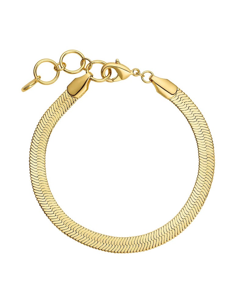 gorjana - Venice Bracelet 6 1/4" to 7 1/4" - 18k Gold-Plated Brass - Classic Herringbone Design - Layering with Other Jewelry - Timeless Elegance - Adjustable Comfortable Fit - Image 1