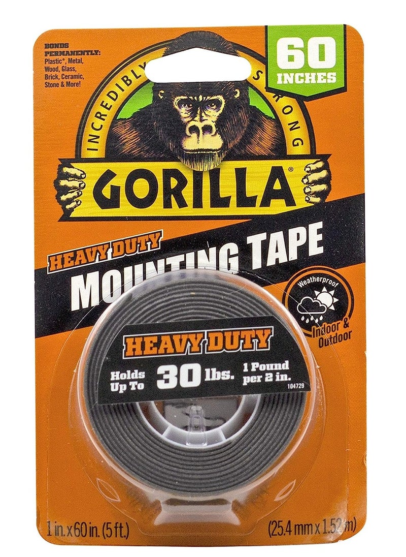 Gorilla Gorilla heavy duty double sided mounting tape weatherproof 1" x 60" Black Pack of 2  - Image 2