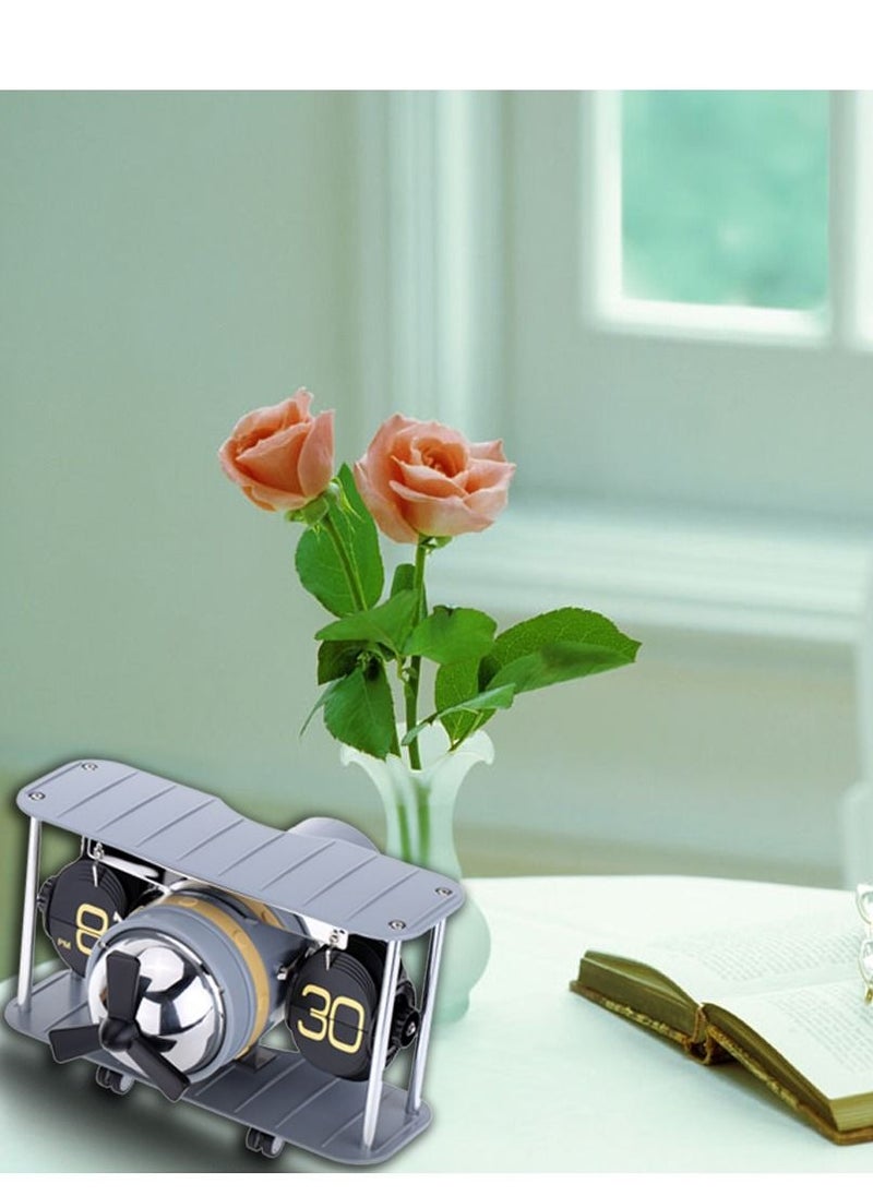 Generic - Hot Sale Airplane Model Table Desktop Clock Hand-made Aircraft Shape Retro Gear Operated Flip Down Clock Living Room Home Decor Special Creativity Gift - Image 1
