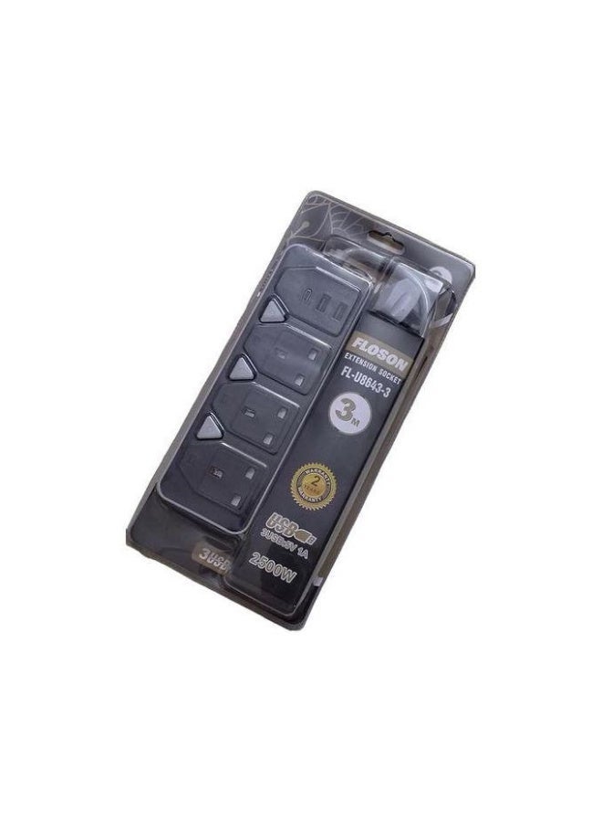 2500W Power Strip, Power Distributor with 2 USB Ports and 1 Type-C Port, 3 Power Outlets, and 10A Smart Charging with Overload and Transmission Protection for AC Current, Suitable for Home Use - Image 4