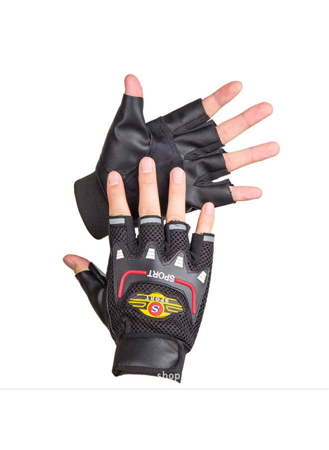 NIBEMINENT 2-Piece Semi-Finger Gym Training Gloves One Size 