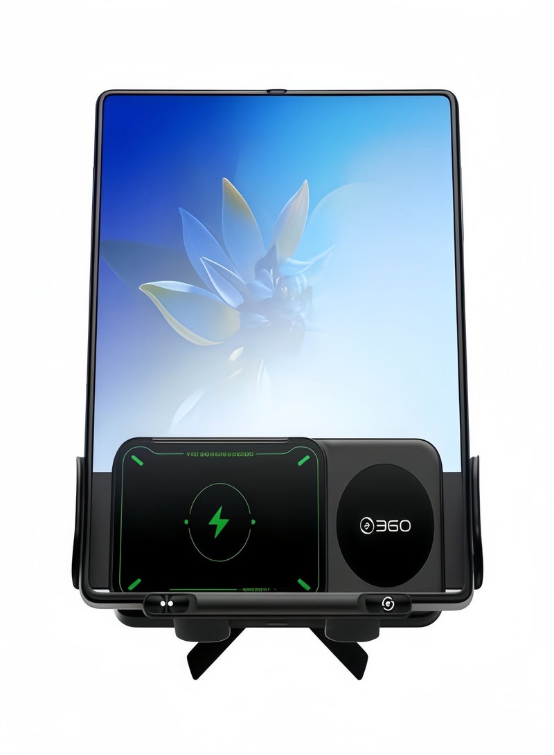 360 car, suitable for large-screen mobile phones/tablets, wireless fast charging car bracket, automatic induction rotation H808/H808 (black) - Image 3