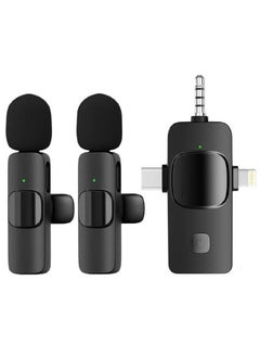 Generic 3-in-1 Wireless Lavalier Microphone for iPhone, iPad, iPhone 15 USB-C, Android, Computer, Camera – Dual Mini Clip-On Mics with Plug & Play, Intelligent Noise Reduction, Auto Sync, for Vlog, YouTube, TikTok, Live Streaming  - Image 1