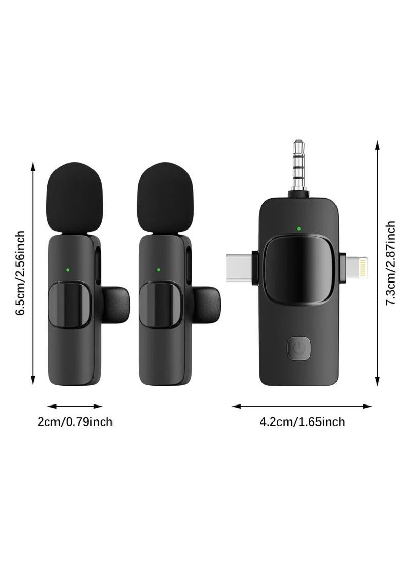 Generic 3-in-1 Wireless Lavalier Microphone for iPhone, iPad, iPhone 15 USB-C, Android, Computer, Camera – Dual Mini Clip-On Mics with Plug & Play, Intelligent Noise Reduction, Auto Sync, for Vlog, YouTube, TikTok, Live Streaming  - Image 2