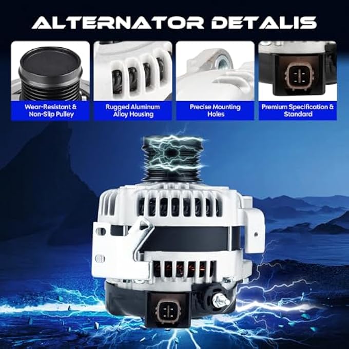 SEHNSUCHT Alternator Replacement New for MDX 2003-2009, for Acura RL 2005-2008 3.5L, for Acura TL 2004-2008, for Odyssey 2005-2007 3.5L, for Honda Pilot 2005-2008 3.5L, for Ridgeline 2006-2008 - Image 2