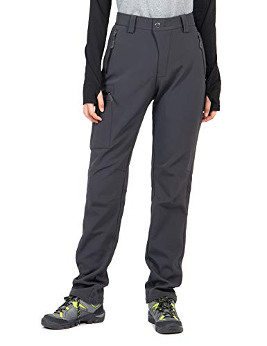 Wespornow Women's-Fleece-Lined-Hiking-Pants Snow-Ski-Pants Water-Resistance-Outdoor-Softshell-Insulated-Pants for Winter (Grey, Medium) - Image 2