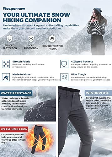 Wespornow Women's-Fleece-Lined-Hiking-Pants Snow-Ski-Pants Water-Resistance-Outdoor-Softshell-Insulated-Pants for Winter (Grey, Medium) - Image 4