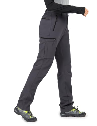 Wespornow Women's-Fleece-Lined-Hiking-Pants Snow-Ski-Pants Water-Resistance-Outdoor-Softshell-Insulated-Pants for Winter (Grey, Medium) - Image 1