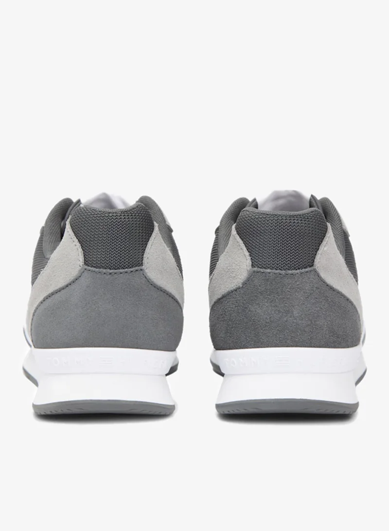 TOMMY HILFIGER Universal Grey Suede Mixed Texture Trainers for Men | Best Price UAE