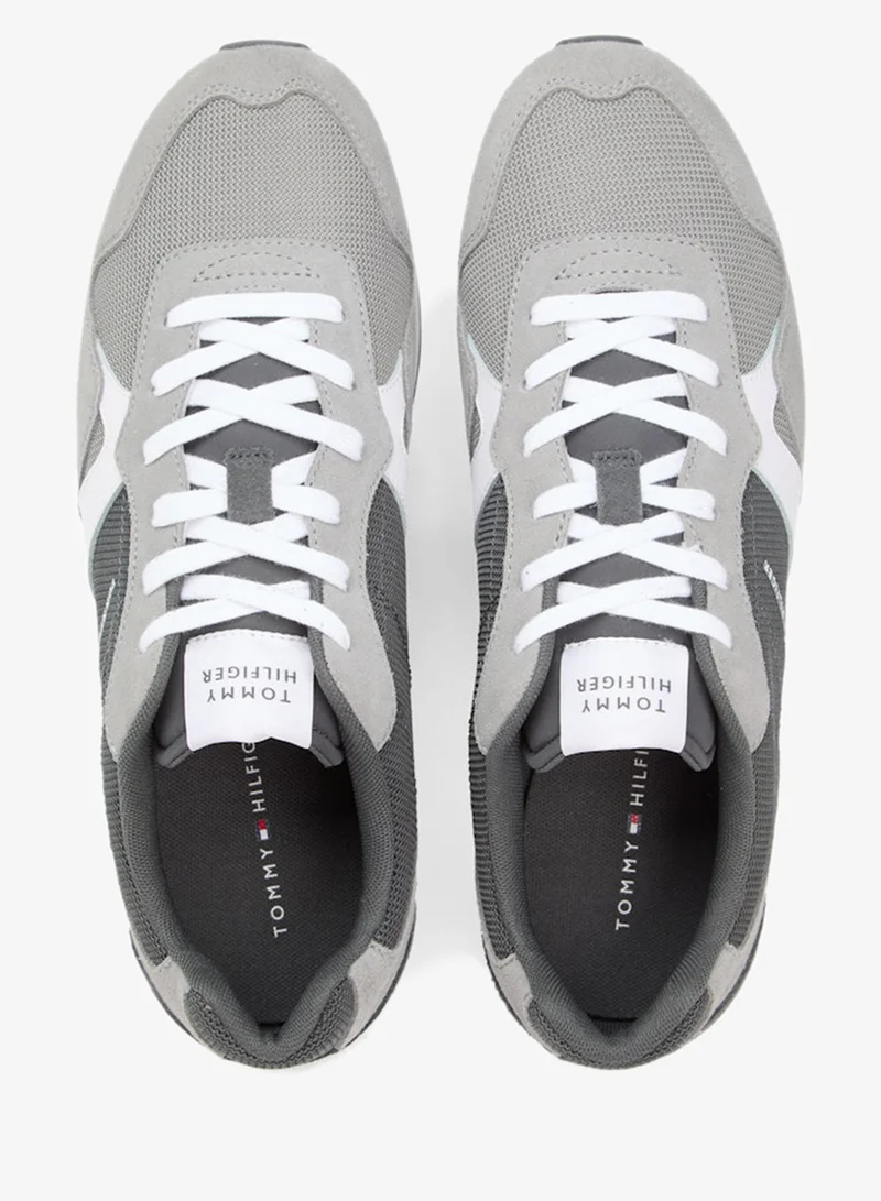 TOMMY HILFIGER Universal Grey Suede Mixed Texture Trainers for Men | Best Price UAE