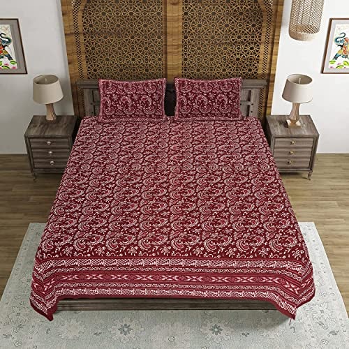 WESTLYN Hand Block Print 300 TC Cotton King Size Bedsheet, Multi-Coloured64 - Image 3