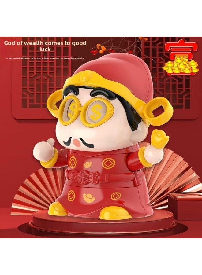 Year's Face-changing Treasure Bag God Of Wealth Office Desktop Luckily Ornaments Cute Decompression Year Gifts-Colour:God Of Wealth [face Changing Treasure Bag] Color Box + 4 Props