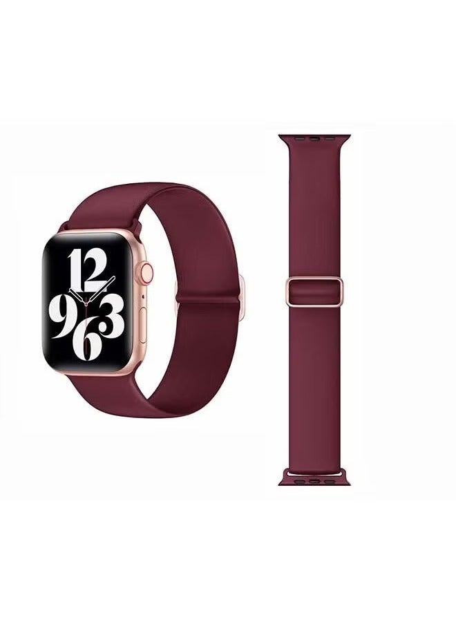 vesus Adjustable Silicone Solo Loop Band for Apple Watch Series 1/2/3/4/5/6/SE 44/42mm Wine Red