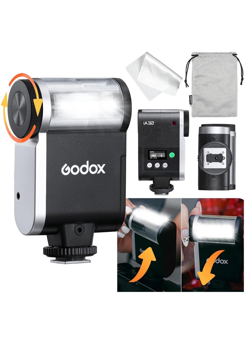 Godox iA32 iFlash Camera Flash Mini Speedlite GN15 A/M Mode with S1/S2 Optial Trigger Tiltable Flash Head for Fuji,Canon,Nikon,Sony,Olympus,Panasonic Camera  - Image 1