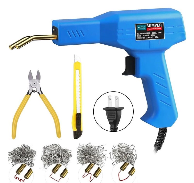 KROST 80W Bumper Repair Plastic Welder Kit, Hot Stapler Welding Gun, Plastic Welding Repair Kit , Car Welding Kit with Carry Case, 4 Types Staples, 200 Pcs of Thermal Staples - Image 1