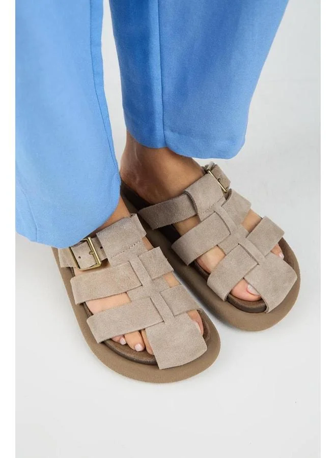 Manijero  Brancato Women's Genuine Leather Buckle Strap Sandal in Vizon. for Women | Best Price UAE
