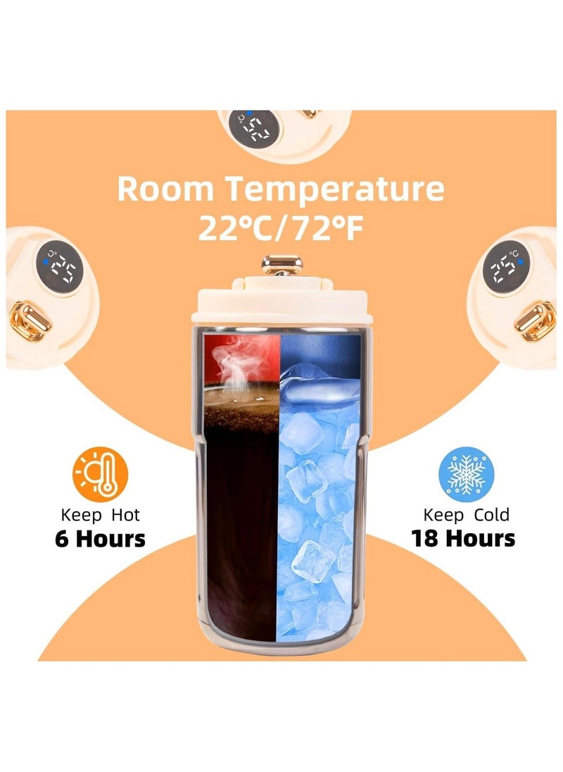 Hihonor Coffee Mug, Insulated Travel Coffee Mug with Temperature Display, 316 Stainless Steel Vacuum Coffee Cup, Double Wall Leak-Proof Thermos Vacuum Tumbler, Smart Purple  - Image 3