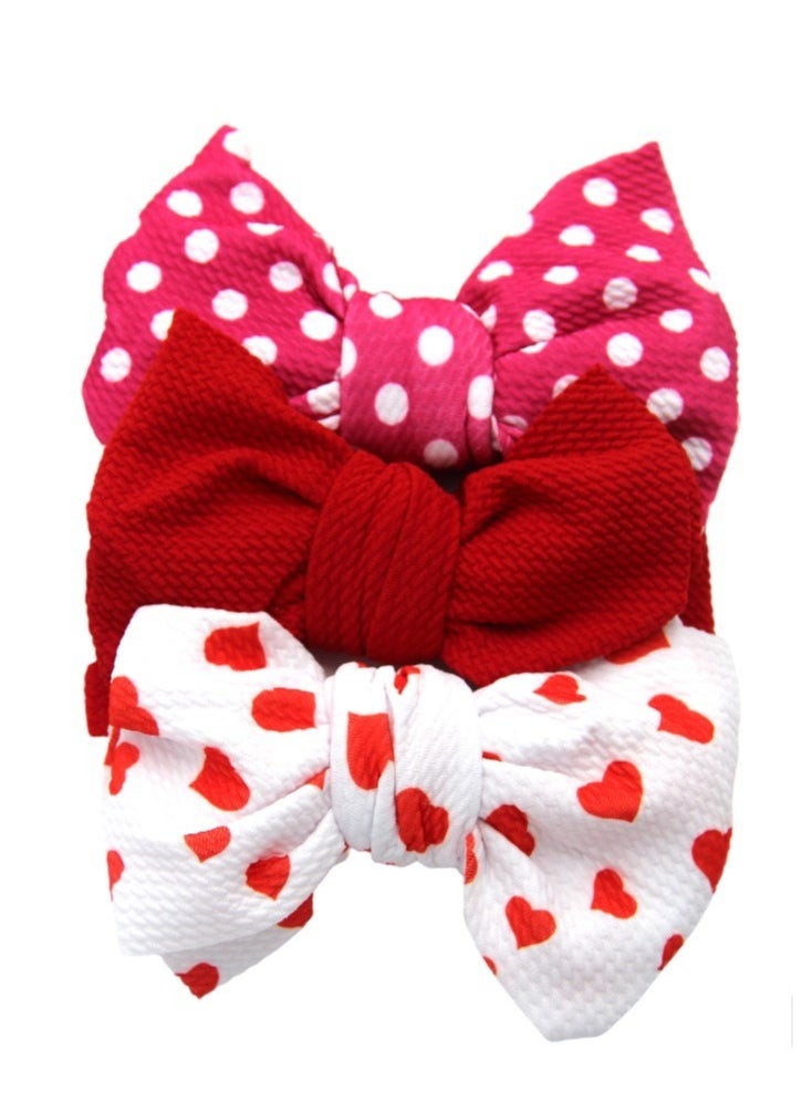 Bambimici Bambimici - Mira Assorted Big Ribbon Bow Headband for Babies - Pink & White Polka Dots Print  - Image 3