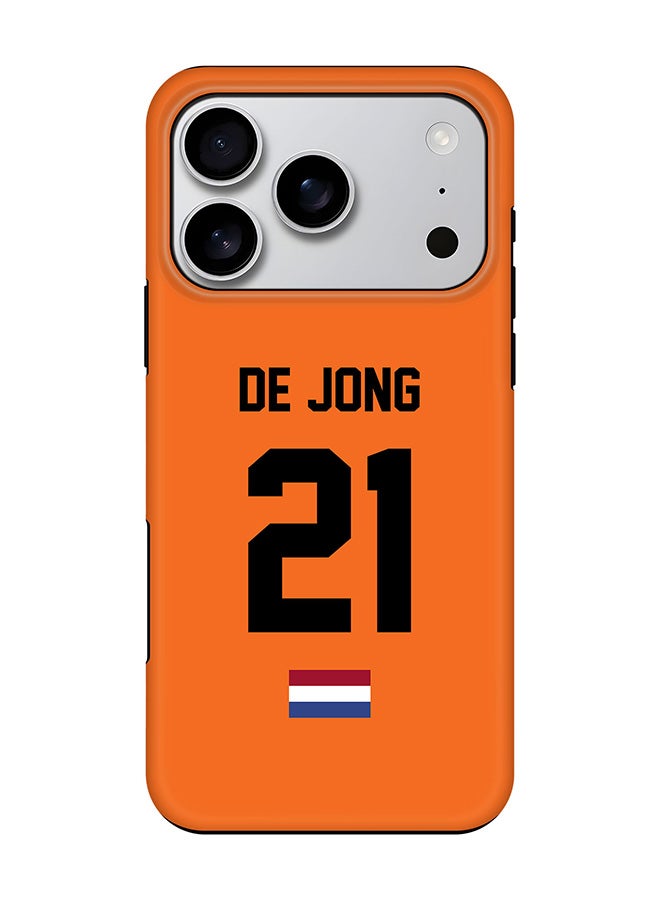 Tough Pro Magnetic Case for iPhone 17 Pro, Dual Layer hybrid PC + TPU Mobile Cover Matte - Football - Netherlands - De Jong
