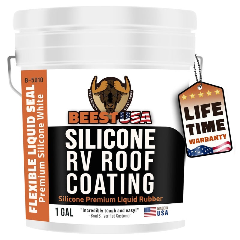 BEEST RV Roof Coating Silicone White, 1 Gallon - Liquid Rubber Sealant for Trailers and Campers - Image 1