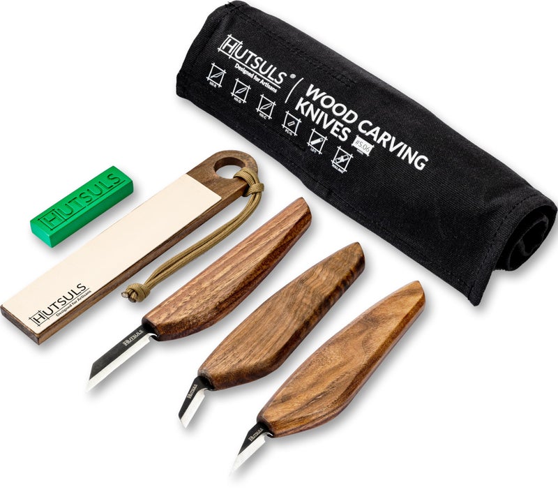 Hutsuls S.06 Wood Carving Knives Kit - Carverâ€™s Choice Whittling Knives for Precision Work, Complete Beginners Whittling Wood Carving Knife Set, Master Craft Wood Whittling Kit for Beginners Kids - Image 1