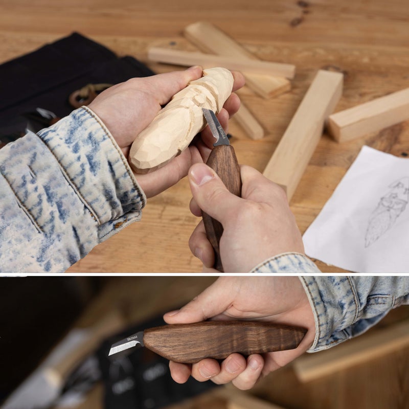 Hutsuls S.06 Wood Carving Knives Kit - Carverâ€™s Choice Whittling Knives for Precision Work, Complete Beginners Whittling Wood Carving Knife Set, Master Craft Wood Whittling Kit for Beginners Kids - Image 3