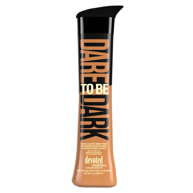 Devoted Creations Dare to be Dark Tanning Lotion  Creamy and Clear Pure Tanning Optimizer AntiReddening Sensitive Skin Formula with Essential Vitamins and Nutrients  845 oz