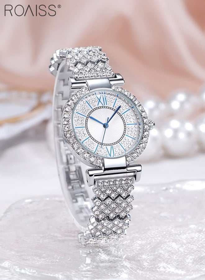 roaiss Women's Bracelet Strap Quartz Watch Analog Display Round Dial Watch with Full Rhinestone Decoration Waterproof Elegant Gift for Ladies  - Image 3