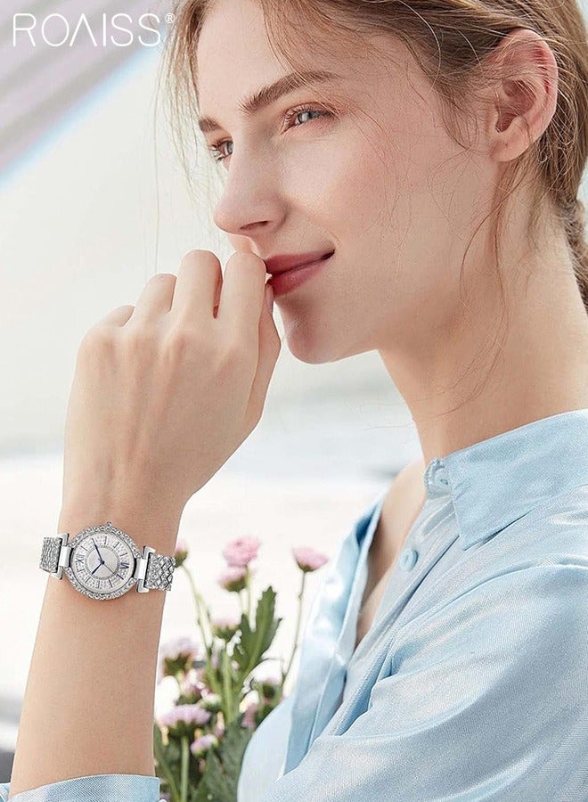 roaiss Women's Bracelet Strap Quartz Watch Analog Display Round Dial Watch with Full Rhinestone Decoration Waterproof Elegant Gift for Ladies  - Image 2