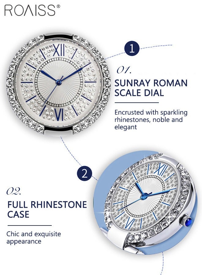 roaiss Women's Bracelet Strap Quartz Watch Analog Display Round Dial Watch with Full Rhinestone Decoration Waterproof Elegant Gift for Ladies  - Image 5