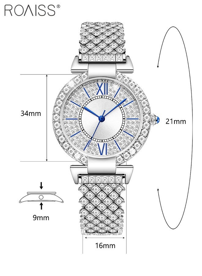 roaiss Women's Bracelet Strap Quartz Watch Analog Display Round Dial Watch with Full Rhinestone Decoration Waterproof Elegant Gift for Ladies  - Image 4
