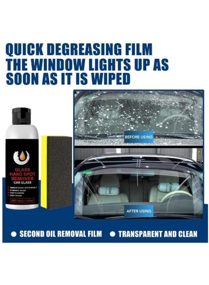 SOLARAE Car Window Cleaner, Car Glass Oil Film Cleaner with Sponge and Towel, Water Spot Remover for Glass Surfaces, Easily Restore Glass Clarity, Works on Windows, Mirrors, Navigation Screens & More - Image 2
