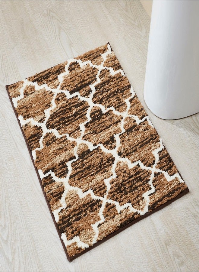 Better Trends Savio Collection 17" x 24" Bath Rug, Non Slip Bath Mat & Washable Bath Rugs, 100% Polyester Premium Bath Floor Mat, Perfect Bath Mats for Bath - Brown Bath Rugs - Image 1