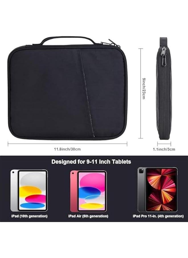 HOOKOR iPad Carrying Case, Padded Protective Travel Tablet Sleeve Bag for iPad Pro 11, iPad 10.9 (10th Gen), iPad Air (5/4th Gen), Galaxy Tab S9/S8 (Black, 12-13 Inch)  - Image 2