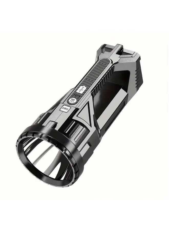 Black Super Bright LED Flashlight USB Rechargeable 1200MAH Long Range Beam Portable for Camping Hiking Emergencies - Image 1