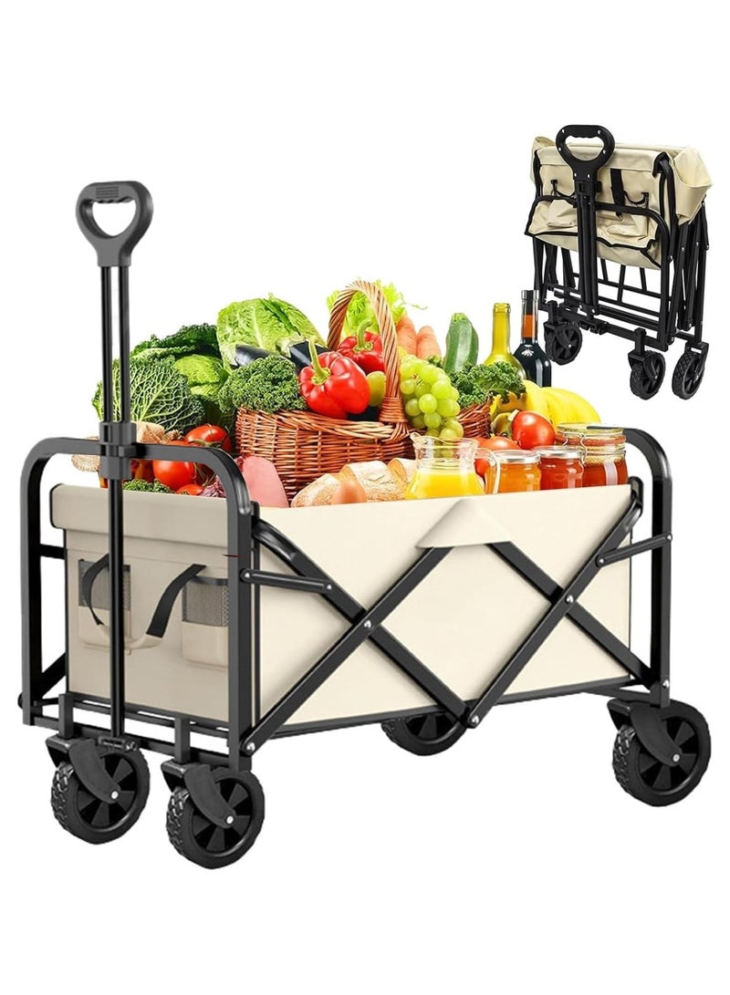 المؤسس عربة حديقة قابلة للطي من، عربة شاطئ قابلة للطي شديدة التحمل مزودة بعجلات، عربة خارجية قابلة للطي محمولة وبسعة واسعة للرياضة والتسوق والتخييم والشاطئ (أسود) - Image 1