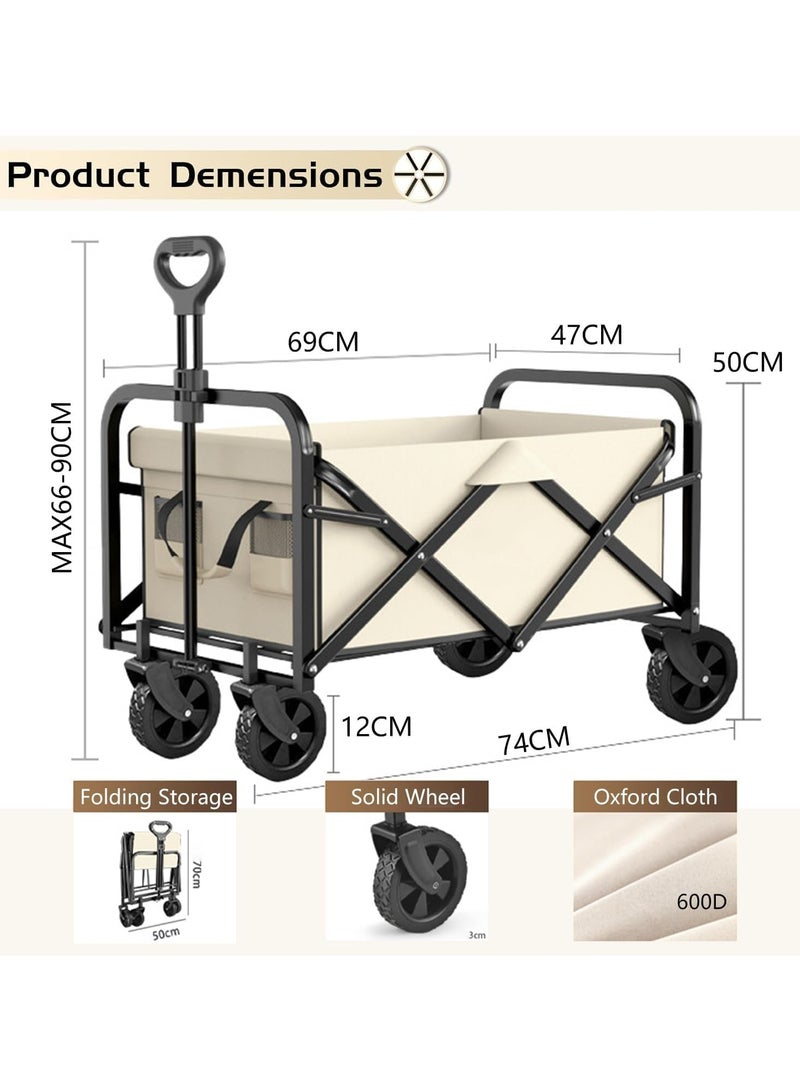 المؤسس عربة حديقة قابلة للطي من، عربة شاطئ قابلة للطي شديدة التحمل مزودة بعجلات، عربة خارجية قابلة للطي محمولة وبسعة واسعة للرياضة والتسوق والتخييم والشاطئ (أسود) - Image 4