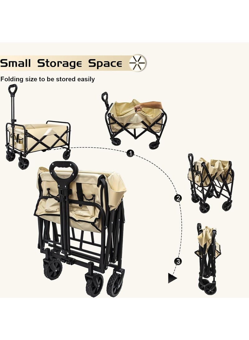 المؤسس عربة حديقة قابلة للطي من، عربة شاطئ قابلة للطي شديدة التحمل مزودة بعجلات، عربة خارجية قابلة للطي محمولة وبسعة واسعة للرياضة والتسوق والتخييم والشاطئ (أسود) - Image 5