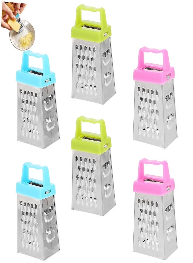 TOPPERFUN 6Pcs Mini Cheese Grater, Small Box Cheese Graters Stainless Steel, Vegetable Food Shredder Lemon Zester with 4 Sides for for Kitchen Garlic Ginger Vegetable Potatoes, Chef Kitchen Too - Image 1